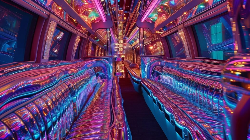 Rented limousine dream interior with a fantastical trippy feel