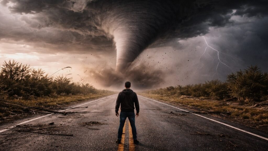 Tornado in road