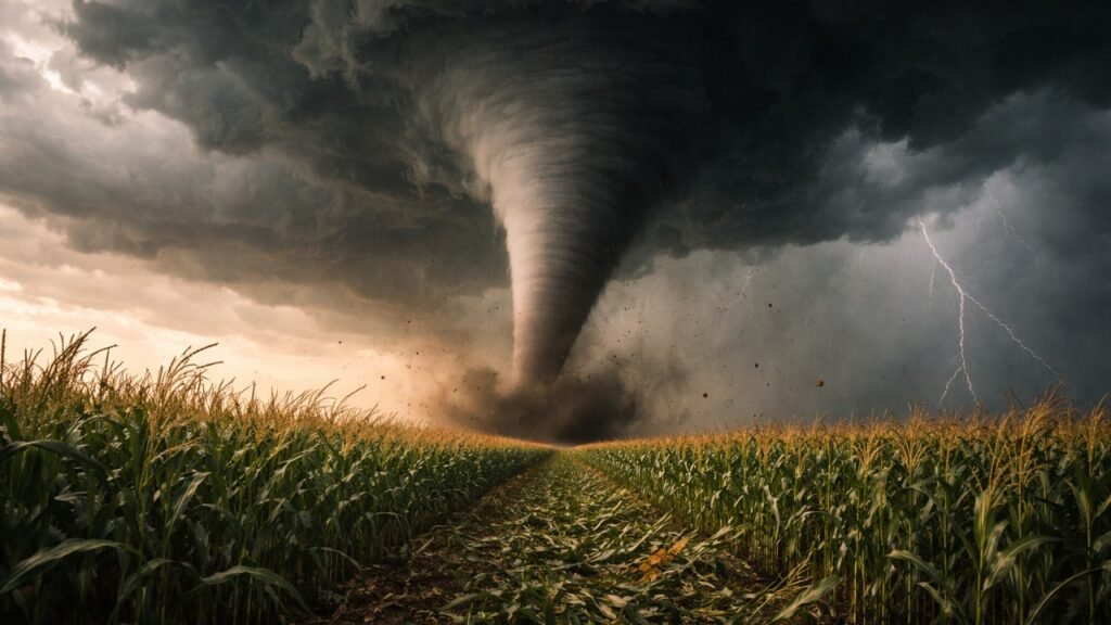 Tornado in a cornfield 