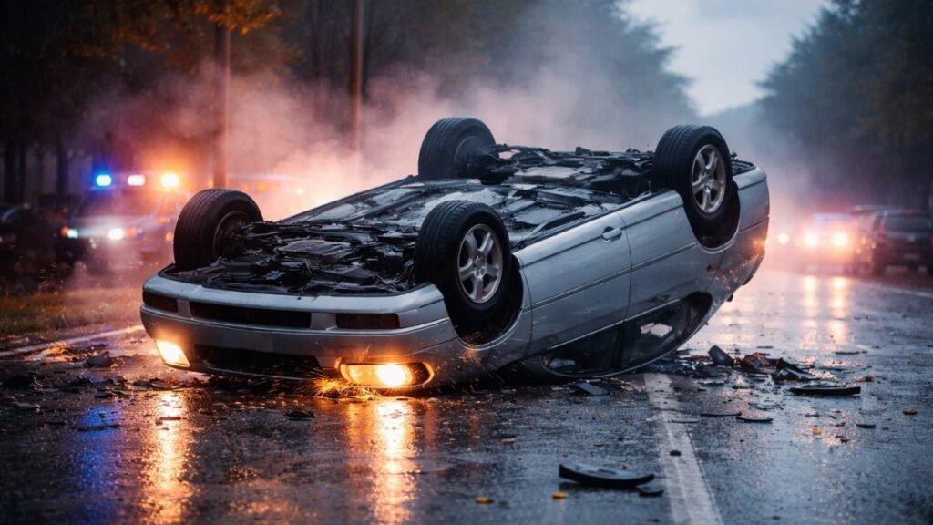 Car flipped in dream